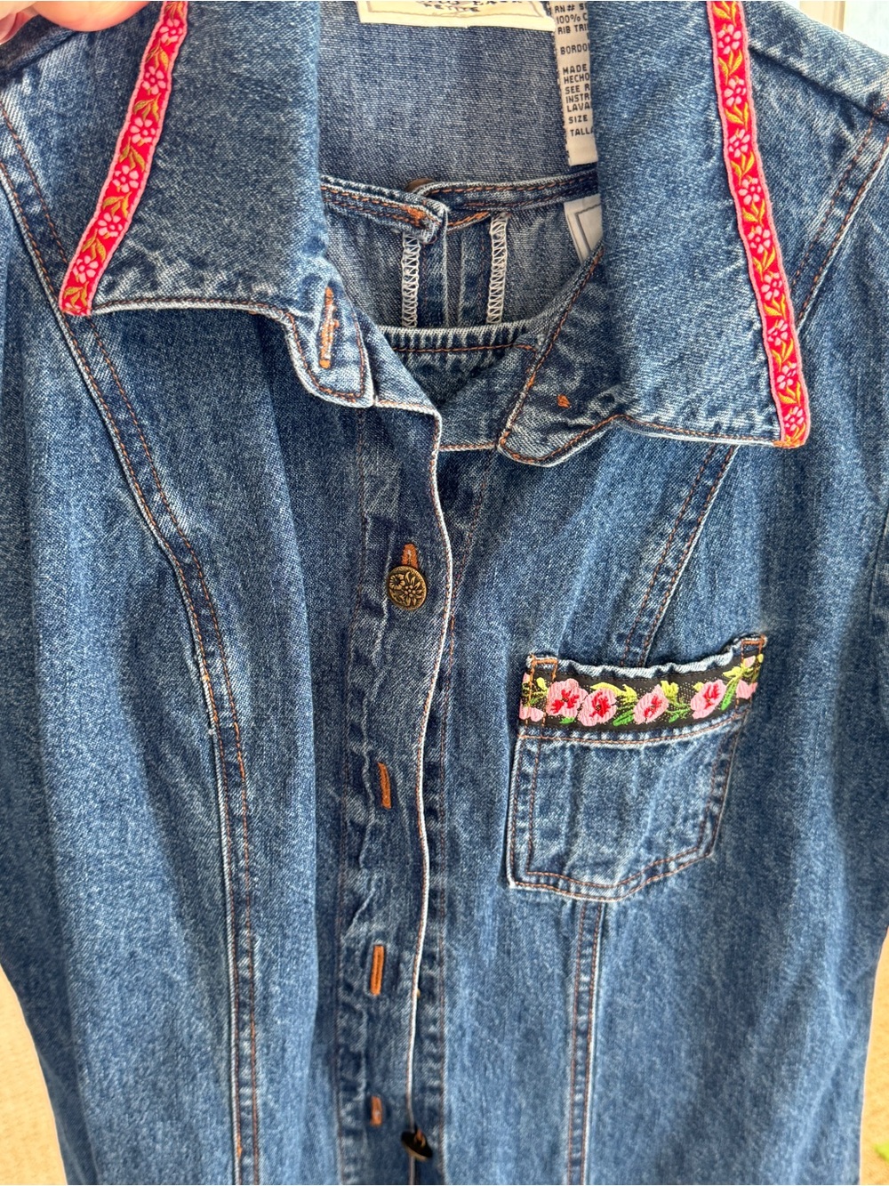 Vintage 1990/ 2000s Denim Embroidered Dress and Jean Jacket